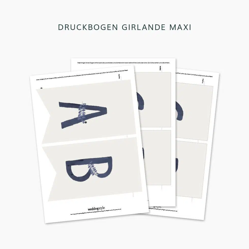 DIY Girlande mit allen Buchstaben “Blau mit Zweig” – Bild 3