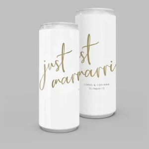 Personalisierbare Dosen Aufkleber “just married” Handschrift 10er-Set