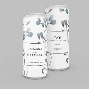 Personalisierbare Dosen Aufkleber “Blumen Türkis” 10er-Set