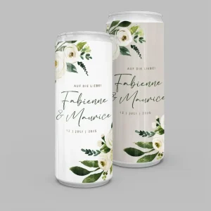 Personalisierbare Dosen Aufkleber “White Flowers” 10er-Set