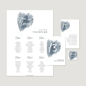 Sitzplan- & Tischkarten-Set “Wasserfarbe”