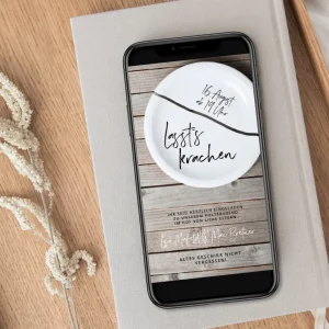 Digitale Polterabend-Einladung „Lasst’s krachen“