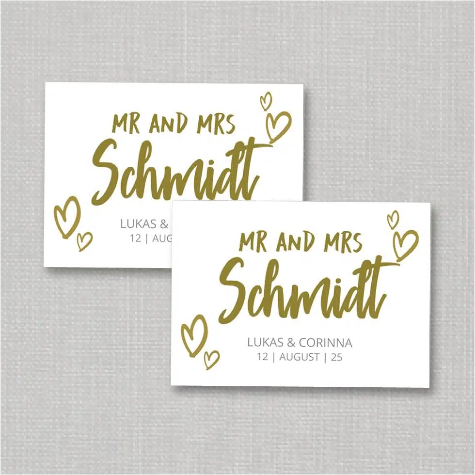 Streichholzschachtel Banderole personalisierbar Herzen