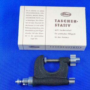 Rhaco Taschen-Stativ mit Lederetui und Originalkarton | 50-60er Jahre Stativ