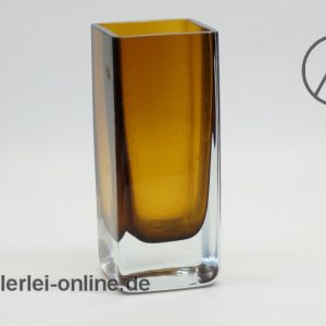 Gral Kristall Vintage Glas Vase | Blumenvase 70er Jahre | braun | H 14cm