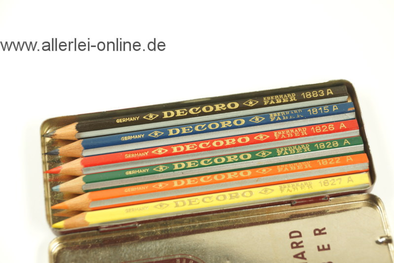 6 Stück unbenutzte Eberhard Faber DECORO Buntstifte mit Blechdose Nr: 1880 AB/6 – Bild 5