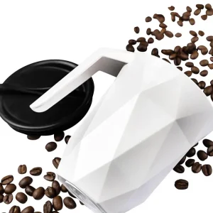 Magnet Coffeecup silwy mit Metall-Nano-Gel-Pad und Deckel Fb. weiĂ