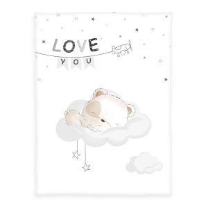 babybest® Kuscheldecke ‘Sleeping little bear’ – 75×100 cm, Microfaser-Flausch
