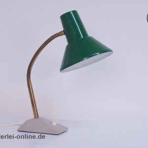 SIS Schreibtischlampe | Tischleuchte ,grün – Schwanenhals Lampe mit Schrumpflack Metallsockel 60-70er Jahre