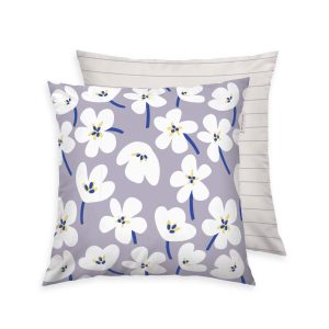 TOM TAILOR Kissenhülle – Fresh Flowers Soft Lilac & Off White
