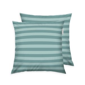 TOM TAILOR Kissenhülle ‘Medium Stripes Fresh Sage & Smokey Sage’ – 40×40 oder 40×80 cm, Renforcé