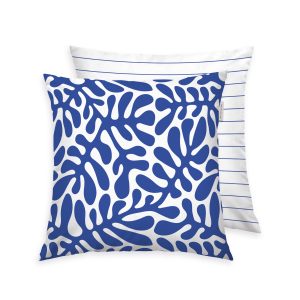 TOM TAILOR Kissenhülle – Organic Leaves Cobalt